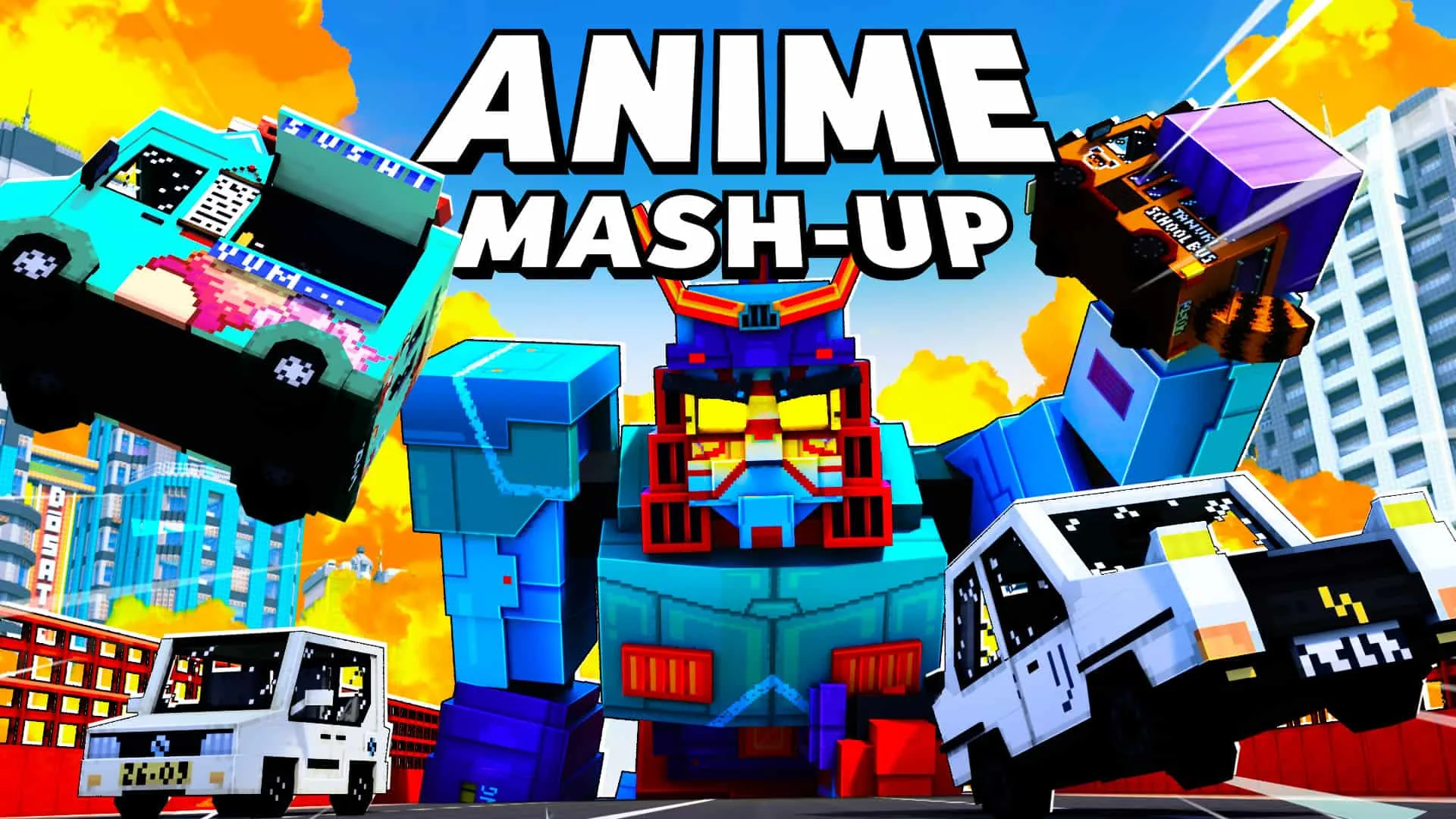 Anime Mash-up Minecraft Marketing Key Art